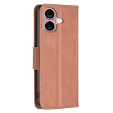 For iPhone 16 Plus Case, Lambskin Texture PU Leather Folio Wallet Cover, Brown | iCoverLover.com.au