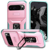 For Google Pixel 9 Pro XL Sliding Camshield Holder Phone Case, Pink + Grey Green | iCoverLover.com.au