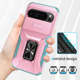 For Google Pixel 9 Pro XL Sliding Camshield Holder Phone Case, Pink + Grey Green | iCoverLover.com.au