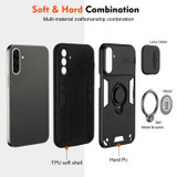 For Samsung Galaxy A56 5G Case - Camera Shield, Shock-Resistant PC + TPU Armor Cover with Rotating Ring Bracket, Black | iCoverLover.com.au