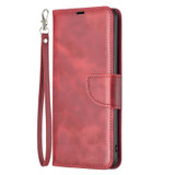 For Samsung Galaxy A56 5G Case - Lambskin Texture, Folio PU Leather Wallet Cover with Card Slots, Lanyard, Red | iCoverLover.com.au