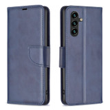 For Samsung Galaxy A56 5G Case - Lambskin Texture, Folio PU Leather Wallet Cover with Card Slots, Lanyard, Blue | iCoverLover.com.au