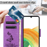 For Samsung Galaxy A36 5G Case - Embossed Butterflies, Folio Wallet PU Leather Cover, Stand, Purple | iCoverLover.com.au