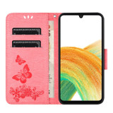 For Samsung Galaxy A36 5G Case - Embossed Butterflies, Folio Wallet PU Leather Cover, Stand, Pink | iCoverLover.com.au