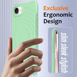 For iPhone 16e Compatible with MagSafe Case – Wave Texture, Soft Silicone Grip & Full Protection, Green | iCoverLover.com.au