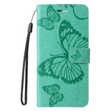 For iPhone 16e Folio PU Leather Case – Butterfly Embossed for Stylish Protection & Card Storage, Green | iCoverLover.com.au