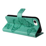 For iPhone 16e Folio PU Leather Case – Butterfly Embossed for Stylish Protection & Card Storage, Green | iCoverLover.com.au