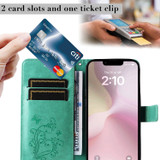 For iPhone 16e Folio PU Leather Case – Butterfly Embossed for Stylish Protection & Card Storage, Green | iCoverLover.com.au