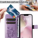 For iPhone 16e Folio PU Leather Case – Butterfly Embossed for Stylish Protection & Card Storage, Purple | iCoverLover.com.au