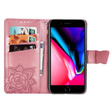 For iPhone 16e Folio PU Leather Case – Butterfly & Flower Embossed Design for Stylish Protection, Pink | iCoverLover.com.au