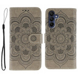 For Samsung Galaxy S25+ Plus Sunny Mandala PU Leather Case - Card Slots & Stand Cover, Grey | iCoverLover.com.au