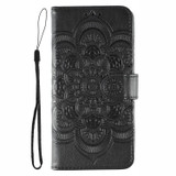 For Samsung Galaxy S25 Sunny Mandala PU Leather Case - Card Slots & Stand Cover, Black | iCoverLover.com.au