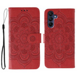 For Samsung Galaxy A56 Sunny Mandala PU Leather Case - Card Slots & Stand Cover, Red | iCoverLover.com.au