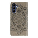 For Samsung Galaxy A56 Sunny Mandala PU Leather Case - Card Slots & Stand Cover, Grey | iCoverLover.com.au