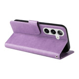 For Samsung Galaxy S25+ PU Leather Case - Embossed Butterfly & Flower Design, Card Holder & Stand, Purple | iCoverLover.com.au