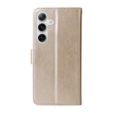 For Samsung Galaxy S25+ PU Leather Case - Embossed Butterfly & Flower Design, Card Holder & Stand, Gold | iCoverLover.com.au