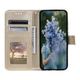 For Google Pixel 10 Pro XL Artisan Wallet Case, Embossed Floral PU Leather with Secure Lanyard & Stand, Gold | iCoverLover.com.au
