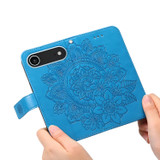 For iPhone Air Wallet Case - Protective Embossed Floral PU Leather Cover, Blue | iCoverLover.com.au