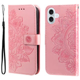 For iPhone 17 Wallet Case - Protective Embossed Floral PU Leather Cover, Rose Gold | iCoverLover.com.au