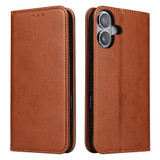 iPhone 17 Brown Leather Wallet Folio Case with Stand