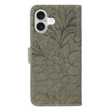 For iPhone 17 Wallet Case - Elegant Lace Flower PU Leather Folio Cover, Grey | iCoverLover.com.au