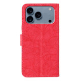 For iPhone 17 Pro Max Wallet Case - Elegant Lace Flower PU Leather Folio Cover, Red | iCoverLover.com.au
