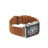For Apple Watch Series 11, 46-mm Case, Genuine Leather Oil Wax Strap, Brown | iCoverLover.com.au