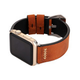 For Apple Watch Series 11, 42-mm Case, Retro Genuine Leather Watch Band, Cofee | iCoverLover.com.au