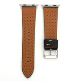 For Apple Watch SE (3rd Gen), 44-mm Case Perforated Genuine Leather Watch Band, Black | iCoverLover.com.au