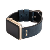 For Apple Watch SE (3rd Gen), 40-mm Case, Retro Genuine Leather Watch Band, Blue | iCoverLover.com.au