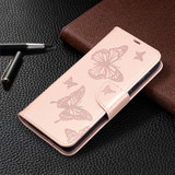 For Samsung Galaxy S21+ Plus Case Embossed Two Butterflies Folio PU Leather Cover, Wallet, Kickstand & Lanyard, Rose Gold | iCoverLover.com.au | Phone Cases