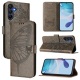 For Samsung Galaxy A17 Case - Embossed Flower Butterfly, Folio Wallet PU Leather Cover, Stand, Grey | iCoverLover Australia