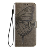 For Samsung Galaxy A17 Case - Embossed Flower Butterfly, Folio Wallet PU Leather Cover, Stand, Grey | iCoverLover Australia