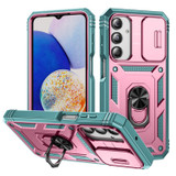For Samsung Galaxy A17 Case - Camera Shield, Shock-Resistant Armour Cover with Rotating Ring Bracket, Pink Green | iCoverLover Australia