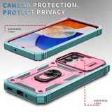 For Samsung Galaxy A17 Case - Camera Shield, Shock-Resistant Armour Cover with Rotating Ring Bracket, Pink Green | iCoverLover Australia