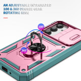 For Samsung Galaxy A17 Case - Camera Shield, Shock-Resistant Armour Cover with Rotating Ring Bracket, Pink Green | iCoverLover Australia