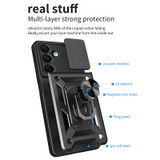 For Samsung Galaxy A16 5G & 4G Case - Camera Shield, Shock-Resistant PC + TPU Armor Cover with Rotating Ring Bracket, Blue | iCoverLover.com.au