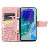 For Samsung Galaxy A16 5G & 4G Case - Embossed Flower Butterfly, Folio Wallet PU Leather Cover, Stand, Rose Gold | iCoverLover.com.au