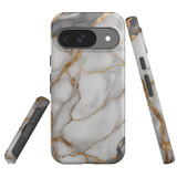 For Google Pixel 9 Case Tough Protective Cover, Gold White Marble Engrave | iCoverLover Australia