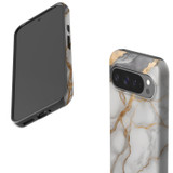 For Google Pixel 9 Pro XL Case Tough Protective Cover, Gold White Marble Engrave | iCoverLover Australia