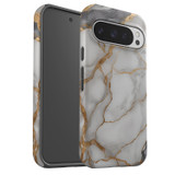 For Google Pixel 9 Pro Case Tough Protective Cover, Gold White Marble Engrave | iCoverLover Australia