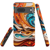 For Google Pixel 7 Tough Protective Case, Swirling Gold | iCoverLover Australia