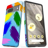 For Google Pixel 7 Case Tough Protective Cover Rainbow Brushes | iCoverLover Australia