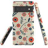 For Google Pixel 6 Pro Case Tough Protective Cover Orange And Blue Flowers | iCoverLover Australia