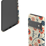 For Google Pixel 6 Pro Case Tough Protective Cover Orange And Blue Flowers | iCoverLover Australia