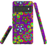 For Google Pixel 6 Pro Case Tough Protective Cover Purple Floral Design | iCoverLover Australia