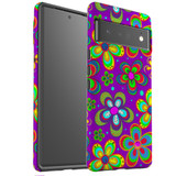 For Google Pixel 6 Pro Case Tough Protective Cover Purple Floral Design | iCoverLover Australia