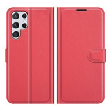 For Samsung Galaxy S22 Ultra 5G Lychee Texture Folio Protective Case, PU Leather Wallet Cover, Red | Folio Cases | iCoverLover.com.au