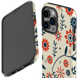 For iPhone 14 Pro Case Tough Protective Cover, Orange And blue Flowers | iCoverLover Australia