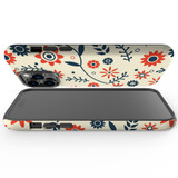 For iPhone 14 Pro Case Tough Protective Cover, Orange And blue Flowers | iCoverLover Australia